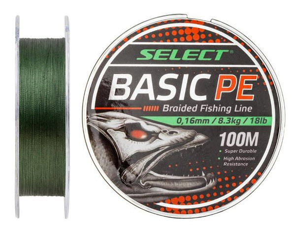 Шнур Select Basic PE 100 м темн-зел 0.16 мм 8.3 кг (68010), фото 1