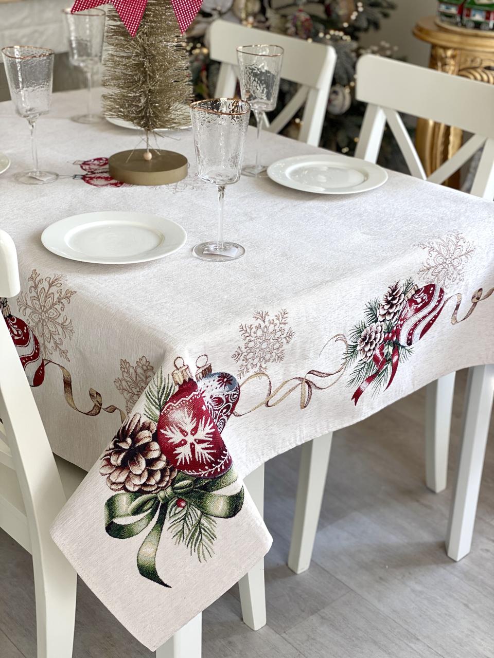 Скатертина на Новорічний стіл гобеленова 137х137 см Limaso G-34278, фото 1