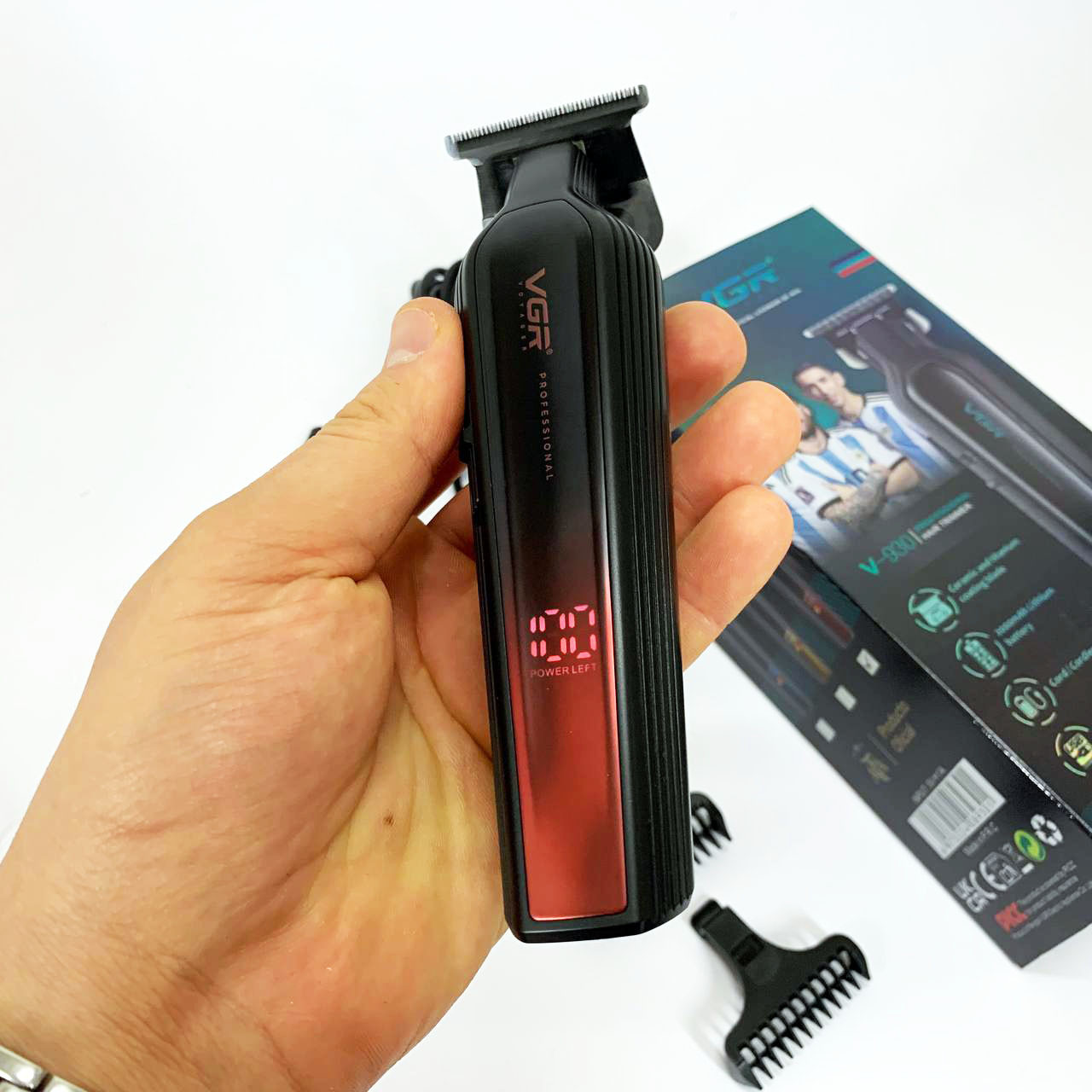 Електромашинка для волосся VGR, Акумуляторна машинка для стрижки, Професійний тример з насадками OG-92, фото 1