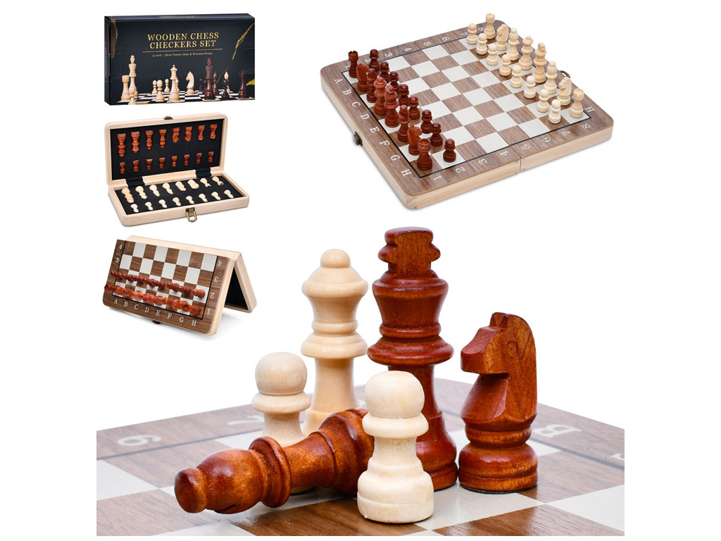 Шахи TD202306 дерев'яні, магнитні, фігури дерев'яні, в кор-ці, 30-16,5-5,5см, фото 1