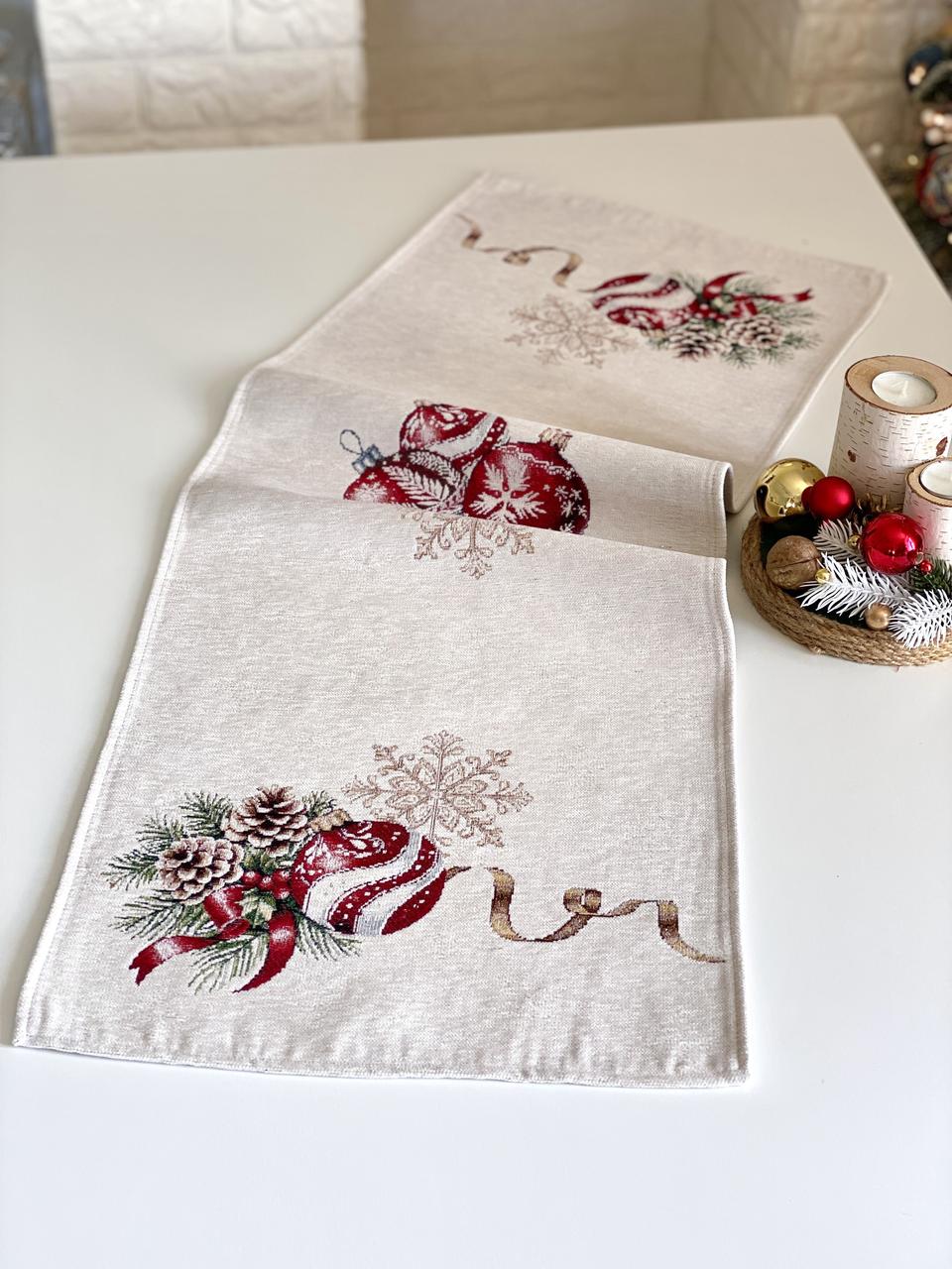 Доріжка на стіл Новорічна 45х140 см., гобеленова Limaso G-34278, фото 1