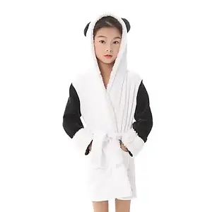 Дитяча піжама-халат кігурумі з капюшоном "Панда", одяг для дітей, розмір 120 см, чорно-білий Код 00-0679