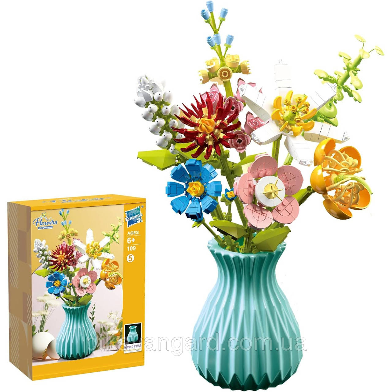Конструктор блоковий букет квітів у вазі 109-5, фото 1