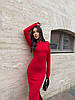 Червона жіноча базова облягаюча еластична сукня міді по фігурі в стилі SKIMS з віскози з розрізом, фото 4