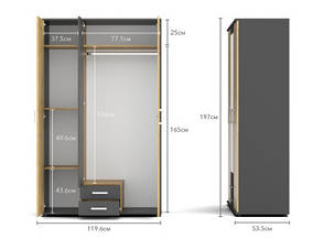Шафа гардеробна Poseda PS1 Accord, колір антрацит/дуб артізан, фото 3