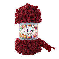Нитки в'язальні Alize Puffy fine. 100 г. 14.5 м. Колір бордо 107