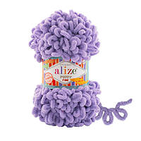 Нитки в'язальні Alize Puffy fine. 100 г. 14.5 м. Колір бузок 166