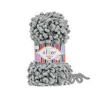 Нитки в'язальні Alize Puffy fine. 100 г. 14.5 м. Колір сірий 302