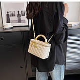 Жіноча сумка-косметичка 28200 Vanity Bag крос-боді біла молочна, фото 5