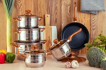 Набір Кастрюль-6 Предметів,Коричнева ручка,2.1/2.1/2.9/3.9/6.5/3.4 Літр EB-1143, фото 1