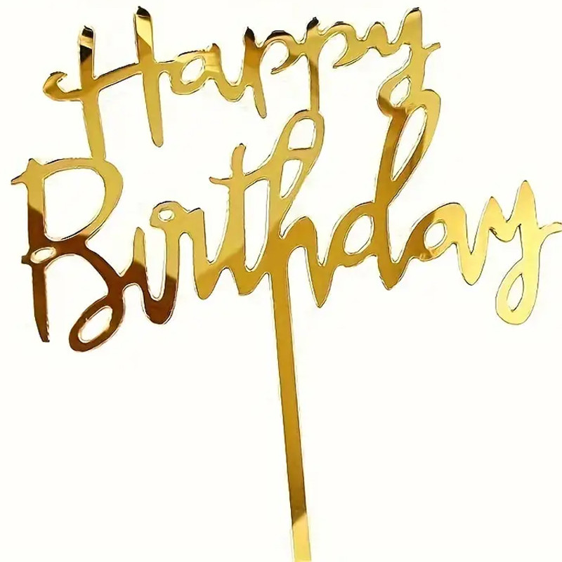 Набір топерів для декору на торт CHI Happy Birthday золотий 9 шт (202288)