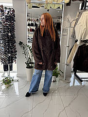 Женская двухстороння куртка шубка с мехом еко норки.