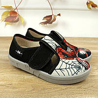 Тапочки дитячі чорні-сірі для хлопчика з Людиною Павуком тм Waldi