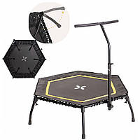 Фітнес батут 126 см до 130 кг SportPlus зі складними ніжками та ручкою Жовтий