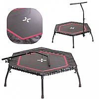 Фітнес батут 126 см до 130 кг SportPlus зі складними ніжками та ручкою Рожевий