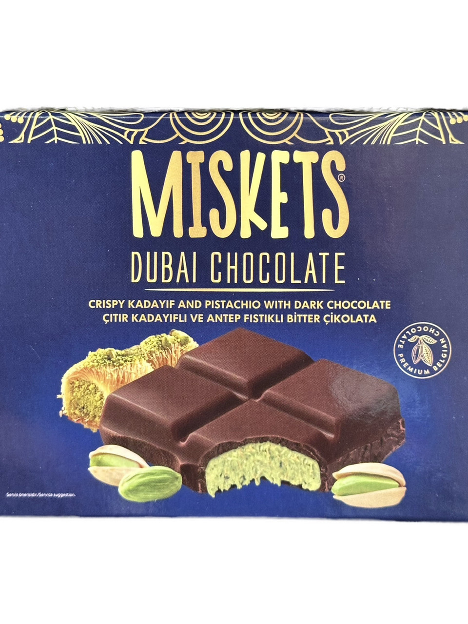 Дубайський чорний шоколад з фісташковою начинкою Miskets 100г