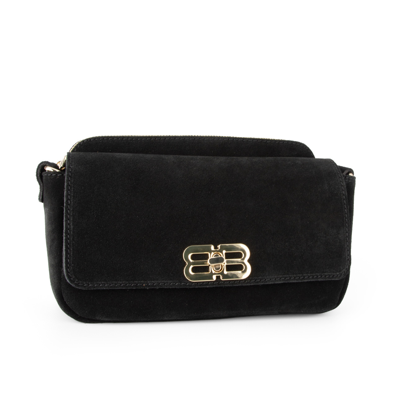 Сумка жіноча маленька замшева на два відділення Virginia Conti 04042 чорна