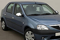 Полные накладки на зеркала (2 шт.) ABS - Хромированный пластик для Dacia Logan I 2005-2008 гг