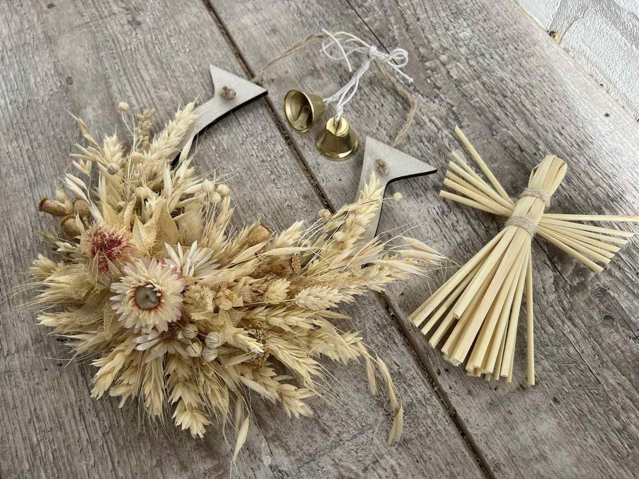 Підкова На щастя з сухоцвітів, оберіг на Різдво, підкова оберіг для Вашої оселі, h-18 см., фото 1