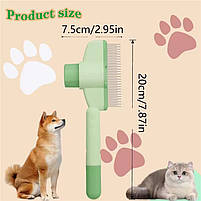 Гребінець з кнопкою самоочищення для вичісування шерсті кішок і собак зелений, фото 5