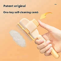 Гребінець з кнопкою самоочищення для вичісування шерсті кішок і собак зелений, фото 6