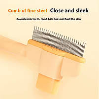 Гребінець з кнопкою самоочищення для вичісування шерсті кішок і собак зелений, фото 7