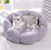 Лежанка для котів і собак м'яка плюшева «Хмаринка» D-50см сіра / Лежак для тварин, фото 5