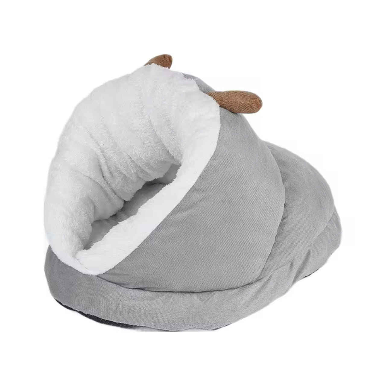 Лежанка для котів і собак плюшева «Теплий Кокон» 54×38×32 см сіра / Лежак для тварин, фото 1
