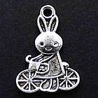 Кулон Заєць, Метал, Античне Срібло, 25х18х2.5мм, Отвір 2мм, 5 шт, фото 3