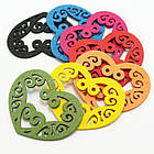 Підвіски Дерев'яні Пофарбовані, Серце, Мікс, 52х42х2мм, Отвір 2мм, 10 шт, фото 2