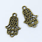 Кулон Рука Фатіми, Метал, Колір Бронзовий, 22.5х14х1.5мм, Отвір 2мм, 20 шт, фото 2