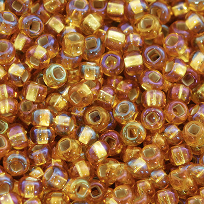 Бісер 17059 Чеський Preciosa 10/0, Прозорий райдужний зі срібною смужкою TSL, Золотистий, Круглий, 50 г, фото 1