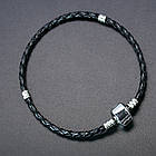 Основа для Євробраслета, на Дитячу руку, Штучна Шкіра, Застібка з Латуні, Чорний, 150х3мм, 1 шт, фото 2