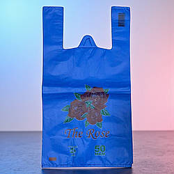 Щільний пакет майка 30x57 см 25 шт 50 мкм з малюнком Троянда