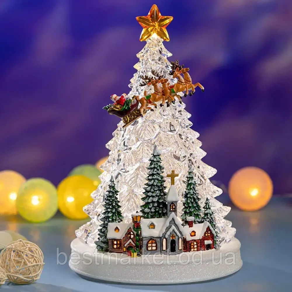 Новорічний світильник від батарейок і USB "Ялинка", 31,5х21х21см, WDL-24080A/ Новорічний нічник, фото 1