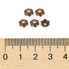 Шапочки для Намистин зі Сплаву, Квітка, Колір Мідний, 6х2мм, Отвір 1мм, 50 шт, фото 3