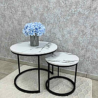 Комплект столиків LUMINARIA TWIN мармур білий (40x40см, 60х50см)