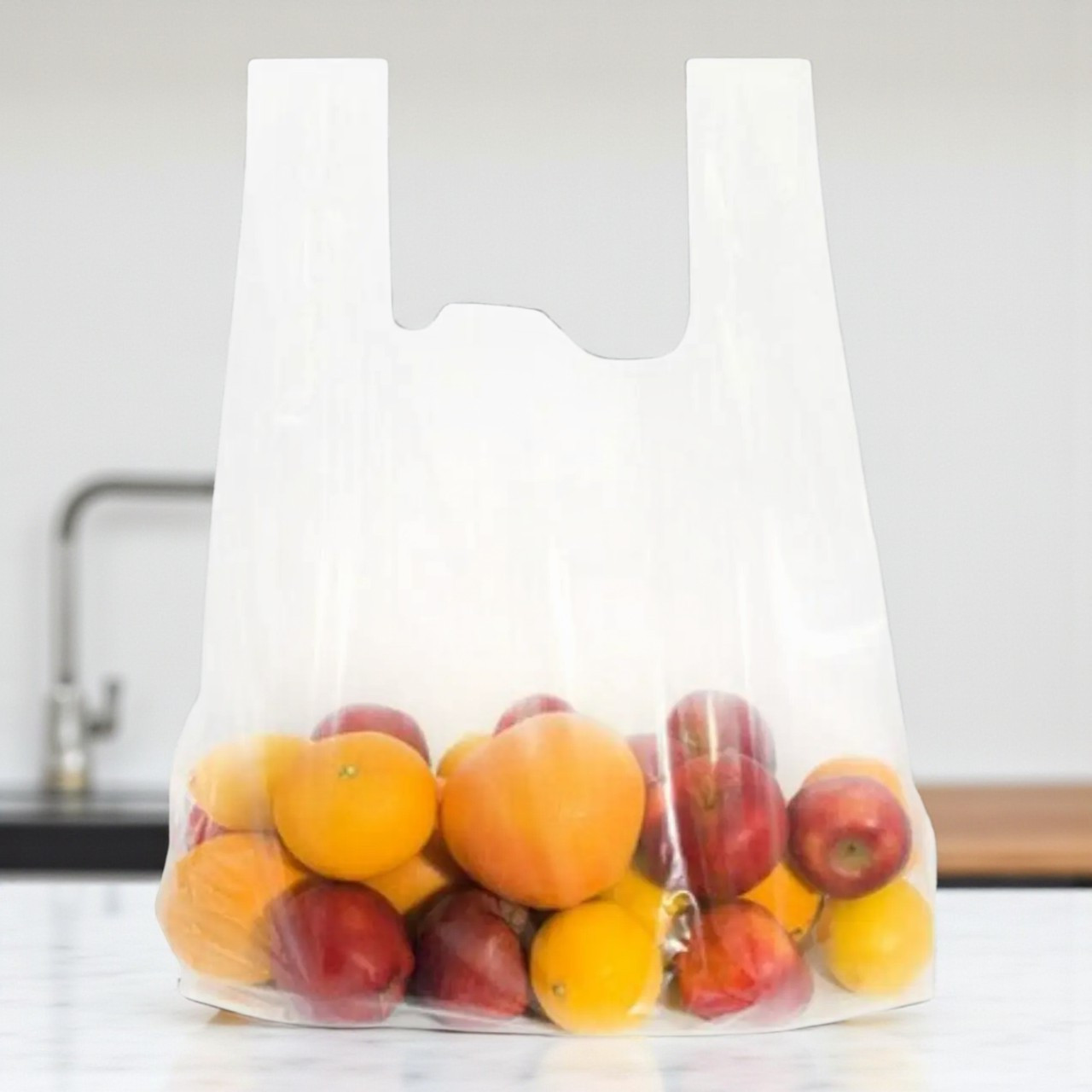 Пакет майка прозорий з ручками 40x60 см щільний 50 мкм в упаковці 10 штук, фото 1