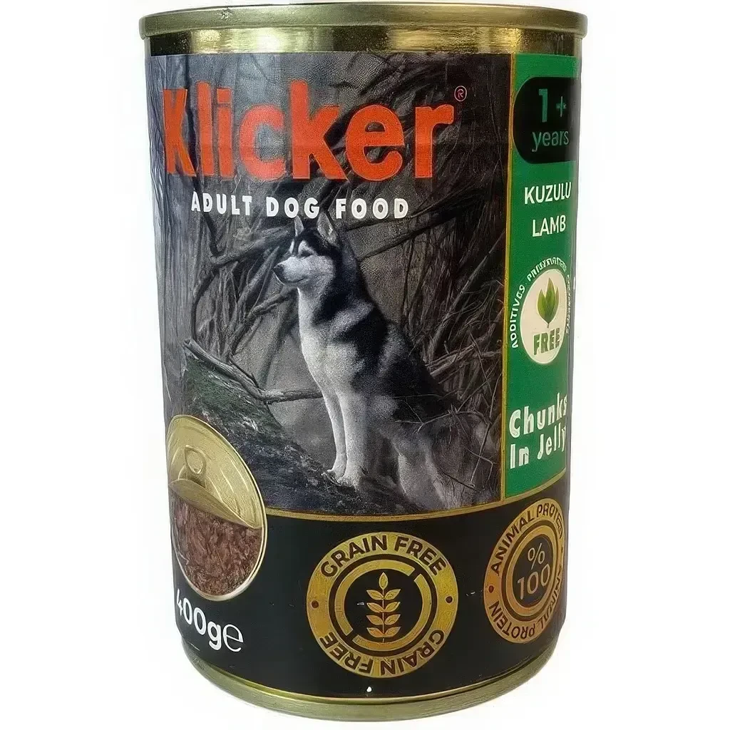 Вологий корм Klicker для дорослих собак шматочки лосося в желе 400 г, фото 1