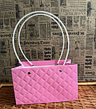Сумочка для квітів бузок рожевий фактурна стьобана велика, фото 2