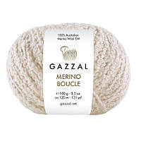 Gazzal MERINO BOUCLE (Газзал Мерино Буклє) №3761 молочний (Пряжа букле 100% меринос, нитки для в'язання)