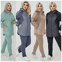 Костюм двійка куртка штани плащевка тринитка на флісі синій зелений бардо 48-50, 52-54, 56-58.