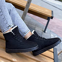 Черевики жіночі утеплені зимові чорні маломірки стильні (12121214)