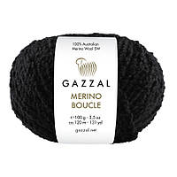 Gazzal MERINO BOUCLE (Газзал Мерино Буклє) №3766 чорний (Пряжа букле 100% меринос, нитки для в'язання)