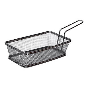 Кошик сервірувальний 21×11.5×5.5 см для подачі картоплі фрі та снеків з ручкою Чорний HP-19-11-B