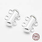 Срібло 925 Застібка Слайдер, на 2 Нитки, Срібло, 15х11х6мм, Отвір 2мм, 1 шт, фото 2