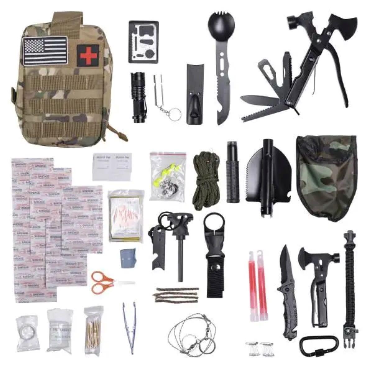 Туристичний набір інструментів для виживання 21х15х12 см похідний набір з аптечкою і лопатою Lugi HP-D-5, фото 1