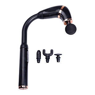 Перкусійний ручний масажер акумуляторний 17 Вт зарядка від USB до 3200 об/хв Чорний HP-11-11B