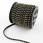 Шнур Замшевий, з алюмінієвими вставками, Чорний, 6х2.5мм, 1 м, фото 2