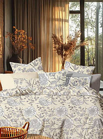 Комплект постільної білизни Ранфорс Молочний з квітами Півтораспальнийй розмір 150х220